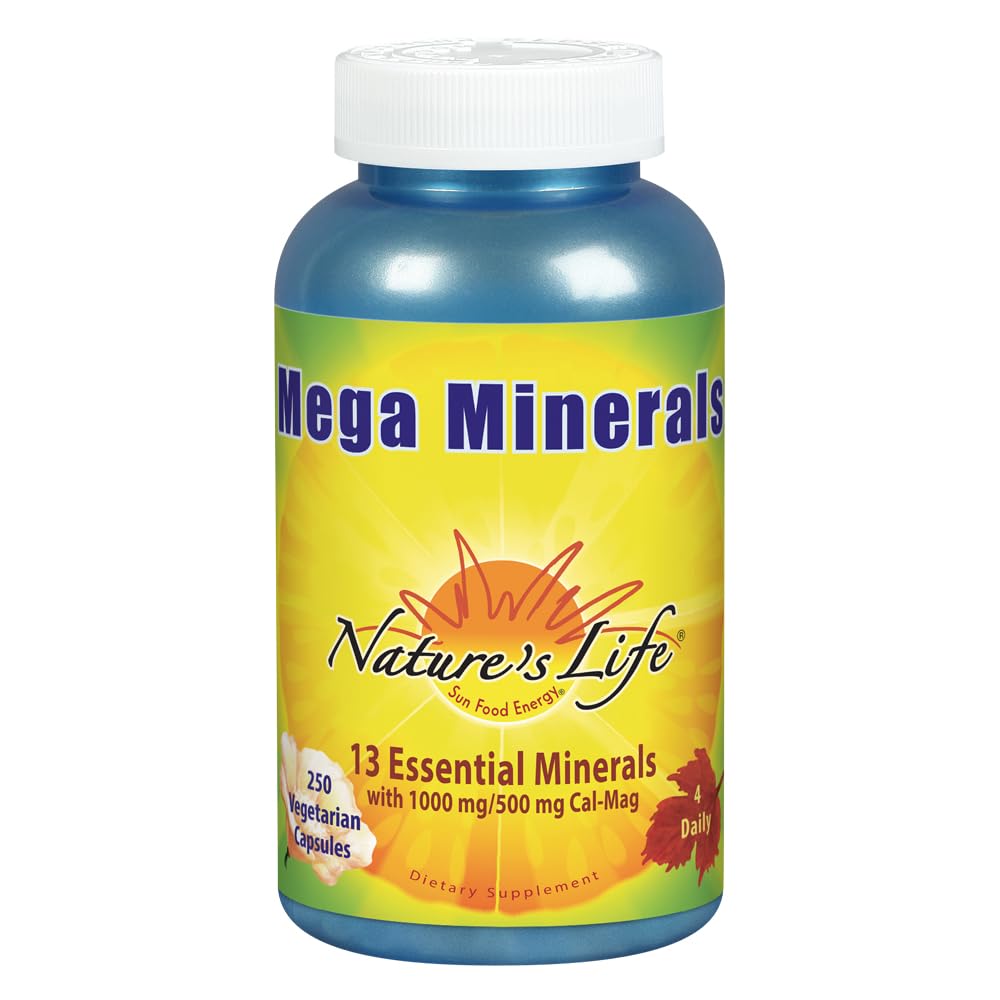 Nature's Life Mega Minerals Kompleks | Complete Multi Mineral + Vitamin D Supplement | 250 Vegetarian Capsules