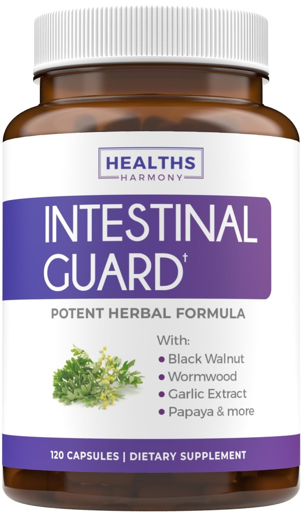 Intestinal Guard (Non-GMO) Intestinal Health - Potent Natural Formula with Wormwood, Black Walnut, Altınseal, Pau D'Arco, Clove, Capsule, More - All In One Supplement -120 Capsules (No Pills)