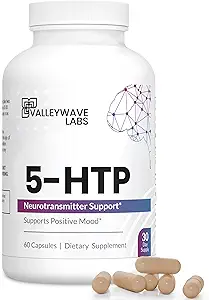 5-HTP - 200 mg 5HTP Supplement (5-Hydroxytryptophan) Mood Plus Sleep*, Stres Yardımı*, 60 Capsules - 30 Day Supply, ABD'de Yapıldı