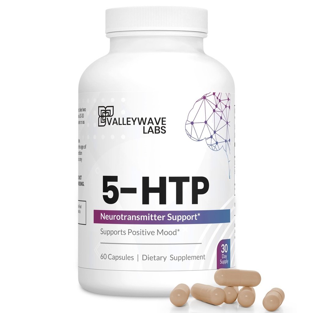 5-HTP - 200 mg 5HTP Supplement (5-Hydroxytryptophan) Mood Plus Sleep*, Stres Yardımı*, 60 Capsules - 30 Day Supply, ABD'de Yapıldı