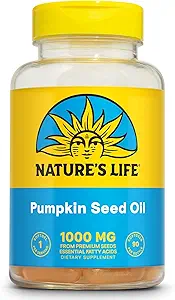 Nature's Life Broken Oil Supplement - Omega 3 6 Essential Fatty Asits ve Antioksis Kaynağı - Organik Kabak Tohumlarından Soğuk Basın - Vegan, 60 Günlük Garanti, 90 Hizmet, 90 Softgels