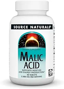 Source Naturals Malic Acid, Supports Muscles and Energy Production*, 2,500 mg - 60 Tablets