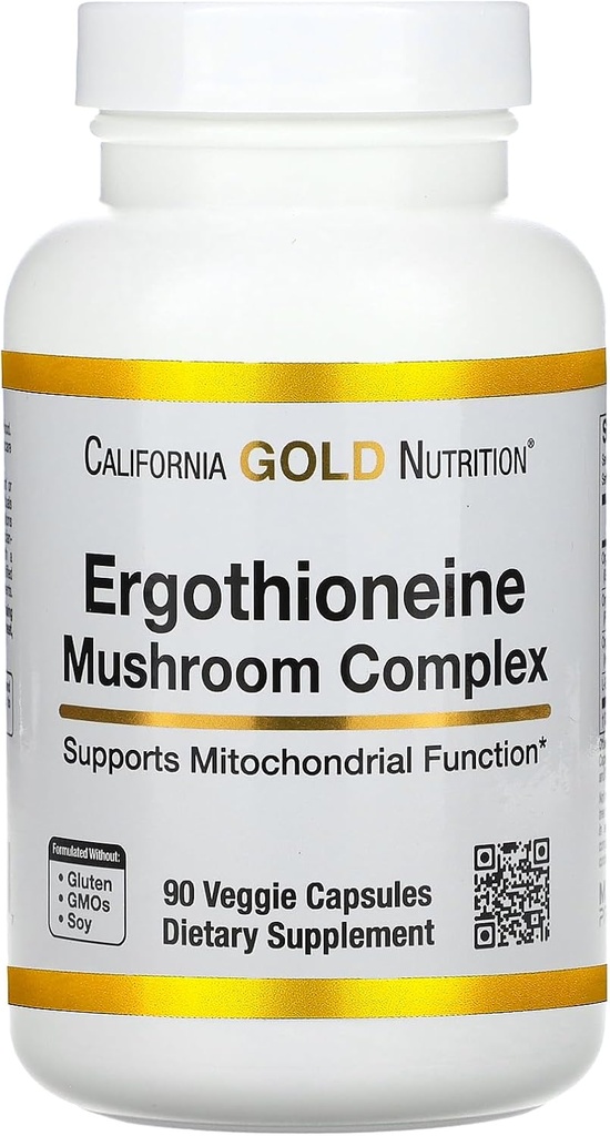 California Gold Beslenme Ergothioneine Mushroom Kompleksi Organik Maitake, Organik Oyster, Organik Aslan'ın Mane Mushroom Extracts ve L-Ergothioneine, 90 Veggie Capsules