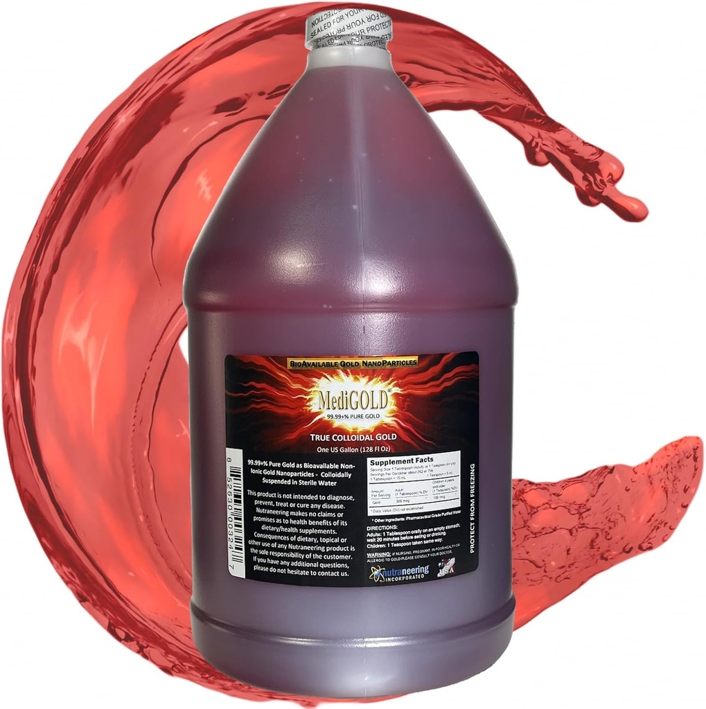 Αληθινό κολλοειδές χρυσό - 1 US Gallon σε BPA δωρεάν πλαστική κανάτα