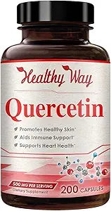 High Strength Quercetin 500 mg Capsules - Daily Powerful Antioksi Quercetin Supplement for Heart Aging Skin Brain ve Immune Support - Vegan Friendly Gluten-Free Made in the USA (200 hizmet)