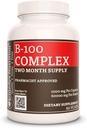 Remedy'nin Vitamini B-100 Kompleksi |1,000 mg, 60 Vegan Capsules Diyeter Supplement | Two Moon Supply