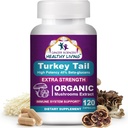 CANCER SCIENCES Türkiye Tail Wellness Mushrooms Supplement, USDA sertifikalı Organik Ekstra Güçlü 1,500 mg, Yüksek Potency% 40 Beta-Glucans, Gut & Immune Support, Natural Digestive, 120 Capsules