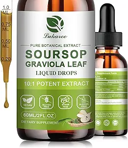 Nature Soursop Bitters Liquid, 1 Month Supply Graviola Oil for Cell Support & Regeneration, Antioxidant, Immune Boost, Digestive, Sugar-Free, Gluten-Free, Sour SOP Multivitamin Drops 2 FL OZ