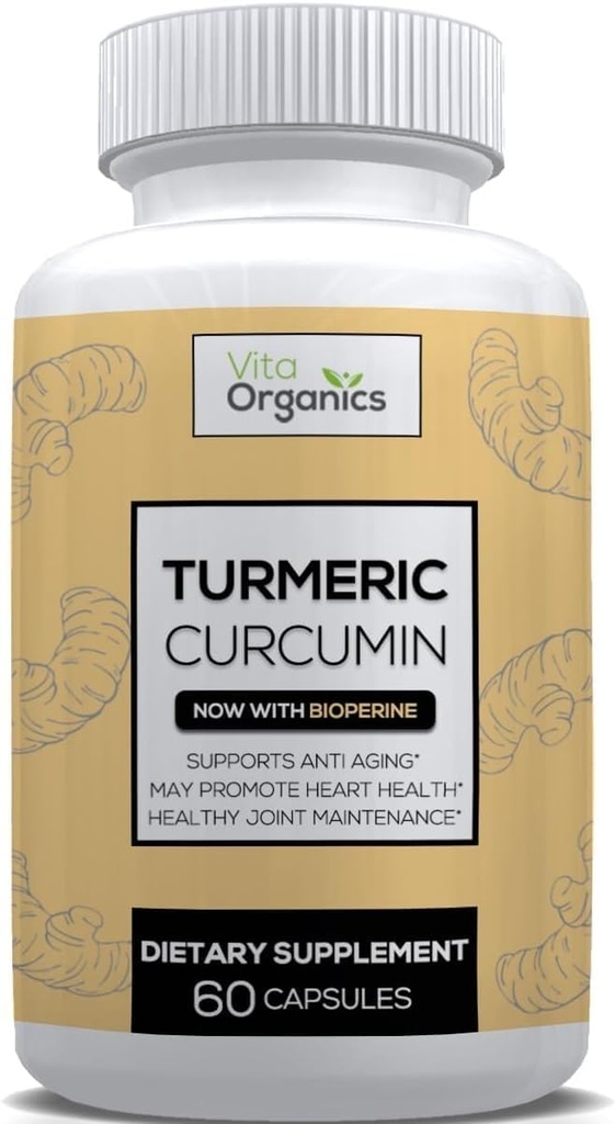 Turmeric Curcumin 1300mg - Extra-Stength Joint & Inflammation Support - Υψηλή απορρόφηση με εκχύλισμα μαύρου πιπεριού - 95% Curcuminoids Joint support Supplement - 60 Κάψουλες