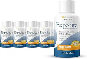 Medtrition Expedite Liquid Collagen, Ροδάκινο Mango, 2 Fl Oz, Πακέτο των 24 - Υποστήριξη διατροφής για τη γενική, Ορθοπεδική & Καλλυντική χειρουργική αποκατάσταση