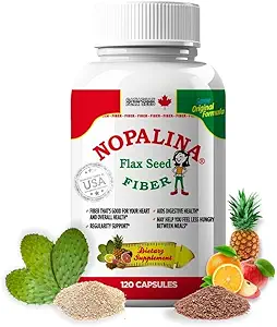 Nopalina Fiber Formula | 120 Capsules | Flax Tohum, Psyllium, Oat ve Buğday Bran, Omega 3, 6 & 9 | Gut Health & Regularity | The Original