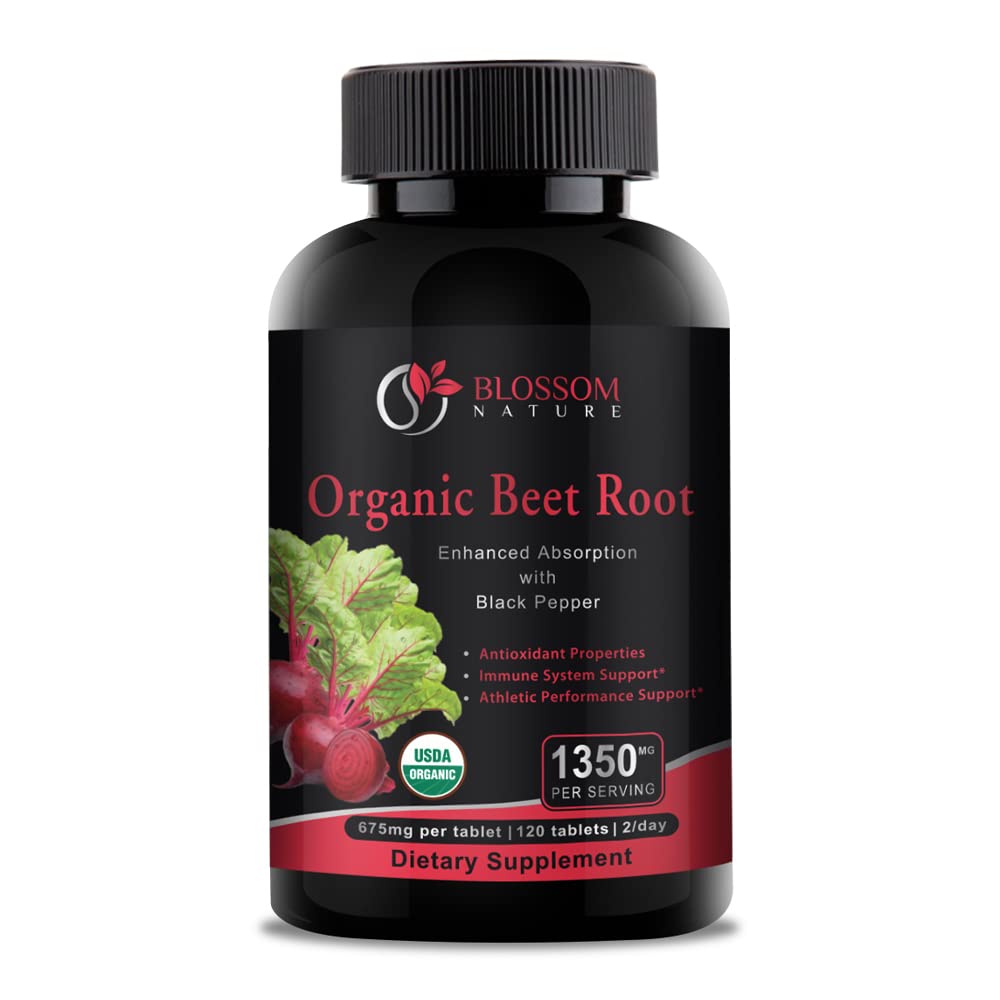 Organik Arıt Kök Toz 1350 mg with Black Pepper-Nitrik Oksit, Digestive System, Athletic Performance-120 Tablets,675 mg of Organic Beet Toz per Tablet