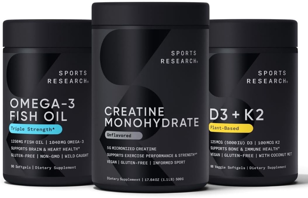 Spor Araştırması Triple Strength Omega 3 Fish Oil - Burpless Fish Oil Supplement w/EPA & DHA Fatty Asits, Kretine Monohidrat & Plant Based Vitamin D3 K2 with Coconut Oil Oil