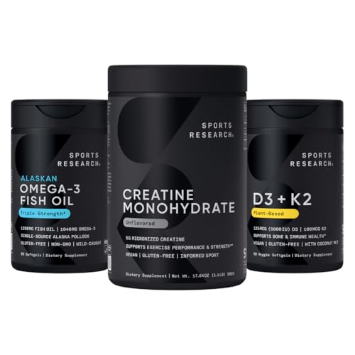 Spor Araştırması Triple Strength Omega 3 Fish Oil - Burpless Fish Oil Supplement w/EPA & DHA Fatty Asits, Kretine Monohidrat & Plant Based Vitamin D3 K2 with Coconut Oil Oil