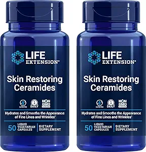 Life Extension Skin Restoring Ceramids, 50 Liquid Veg Caps (Pack of 2) - Non-GMO, Vegetarian Phytoceramid Supplement