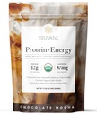 Truva proteini + Enerji 87 mg Caffeine | Çikolata Mocha | 12g Organik Bitki Temel Protein | 20 Hizmet | USDA Organik Kahve Toz & Adaptogens | Gluten & Dairy Free | Vegan