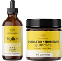HERBAMAMA Mullein Leaf Extract and Quercetin Gummies Kit - Mullein Leaf Drops 4 fl oz ve 800 mg Quercetin with Bromelain Gummies - Vegan, Non-GMO, Alkol-Free - 2 Pack