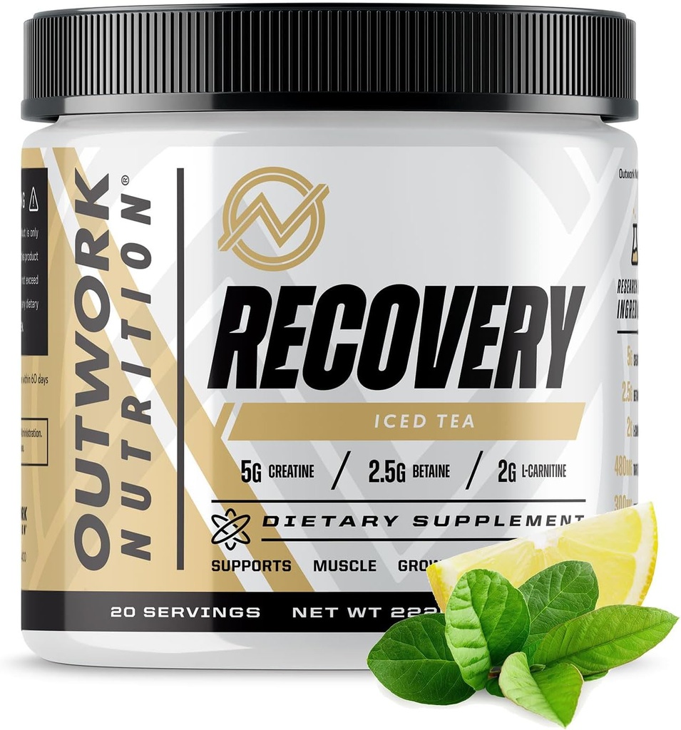 Outwork Nutrition Post Workout Recovery Powder - Createine Monohydrate, KSM-66 Ashwagandha & Tart Cherry - Speeds Recovery, Eases Soreness - Creatine Powder for Men & Women, Iced Tea, 240 Gr