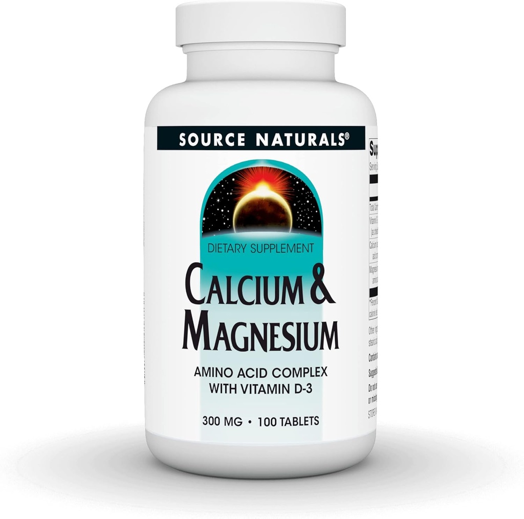 Source Naturalsuba & Magnezyum, Amino Acid Chelate with Vitamin D-3, 300 MG - 100 Tablet