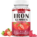 Kadınlar ve Erkekler için Demir Gummies Supplement, Çocuklar C, B12, Folate - Blood Builder & Energy Support for Iron Deficiency - Sugar Free Strawberry Flavor, 60 Gummies
