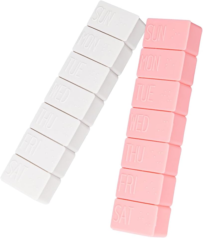 sanderala 2Pack Weekly Pill Organizer,Extra Large 7 Days Pill Cases Travel Daily Pill Box for Fish Oil, Calcium Tablets Supplements and Other Vitamin Pill
