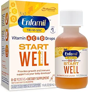 Enfamil Tri-Vi-Sol Βρέφος πολυβιταμίνες σταγόνες, υποστηρίζει την ανάπτυξη & ανοσοποίηση υγεία για μωρά, 50mL μπουκάλι