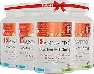 WELLNESS EXTRACT Eannatto Tocotrienols Vitamin E Supplements Tocopherol Free, Non-GMO, Gluten Free & Antioxy 125MG 60 Softgels (Pazarlama)