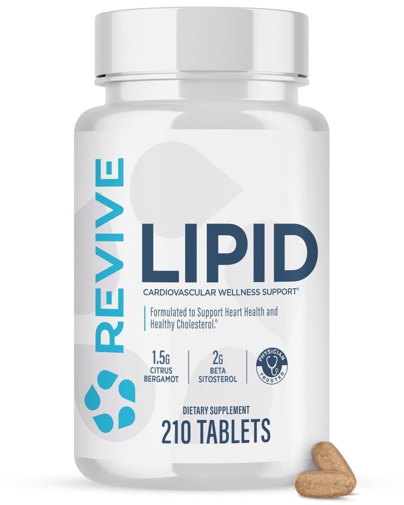 Revive MD Lipid Support Formula - συμπλήρωμα βοηθά στη διατήρηση υγιή επίπεδα χοληστερόλης, ενδοθηλιακή υγεία & τριγλυκερίδια επίπεδα - Βήτα σιτοστερόλη, εσπεριδοειδή Bergamot & παντεθίνη