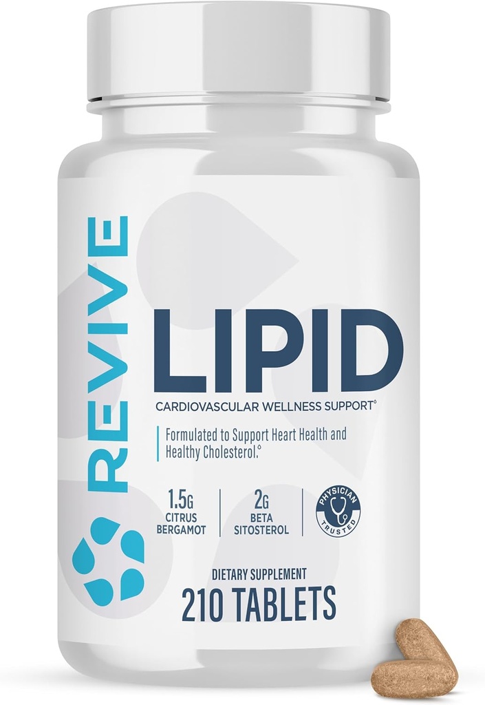 Revive MD Lipid Support Formula - Supplement Sağlıklı Cholesterol Seviyeleri, Endothelial Health & Triglyceride Levels - Beta Sitosterol, Citrus Bergamot & Pantethine