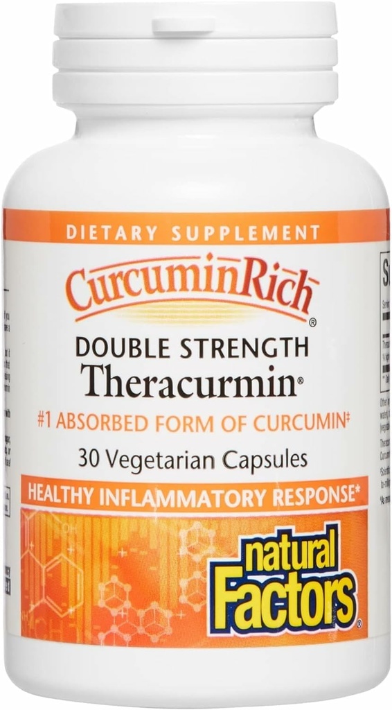 Φυσικοί παράγοντες, CurcuminRich Double Strength Theracurmin, 60 mg, Just 1 Καψάκιο καθημερινά, Formated for Superior Absorption, 30 Count (Pack of 1)