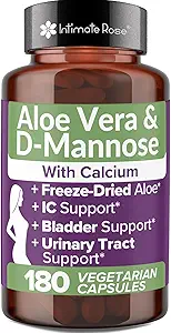 Intimate Rose Aloe Vera Capsules - IC Supplements - 200x Concentrate Pure Aloe Vera + D-Mannose + Calcium - Easy to Swallow Aloe Pills