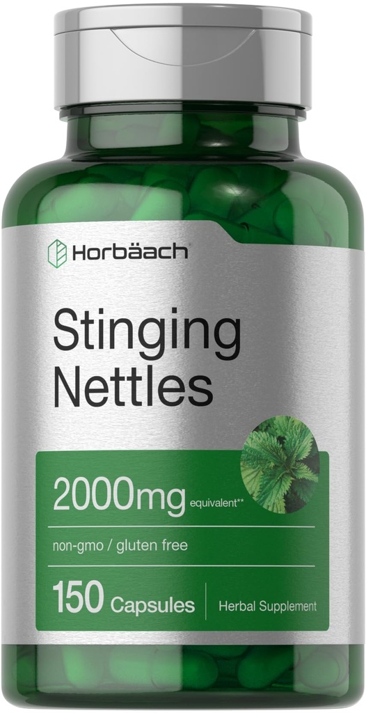 Horbäach Sting Nettle Capsules 2000 mg | 150 Kont | Herbal Leaf Extract Supplement | Non-GMO, Gluten Free