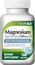 Yüksek Aborpsiyon 100% Chelated Magnezyum | destek Bone* | Muscle* | Nerve & Heart Health* | 240 mg -180 Capsules