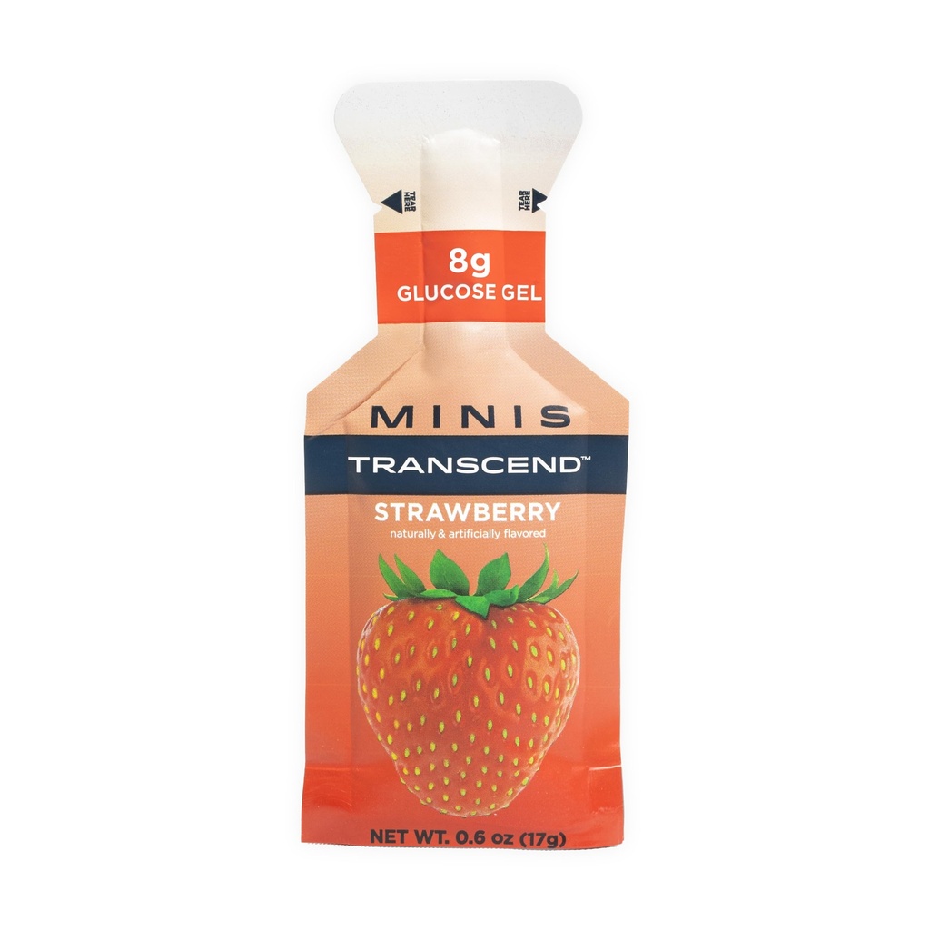 Transcend Gıdalar Mini Strawberry Gel (.6 oz, 12 Paket) Hızlı Oyuncu Carb Gel Strawberry Flavor – Seyahat Boyut, Caffeine Free, Gluten Free