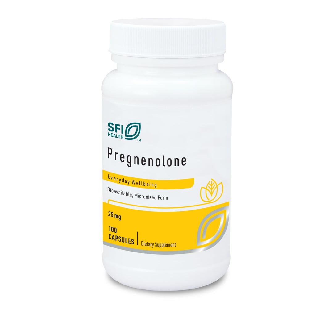 Klaire Laboratuvarları SFI Health Pregnenolone - Hormonal Denge, Mood & Energy Support - Wild Yam'dan 25 mg Türlü - Bio available & Micronized to Support Advancedd Abpole - Hipoallergenic (100 Capsules)