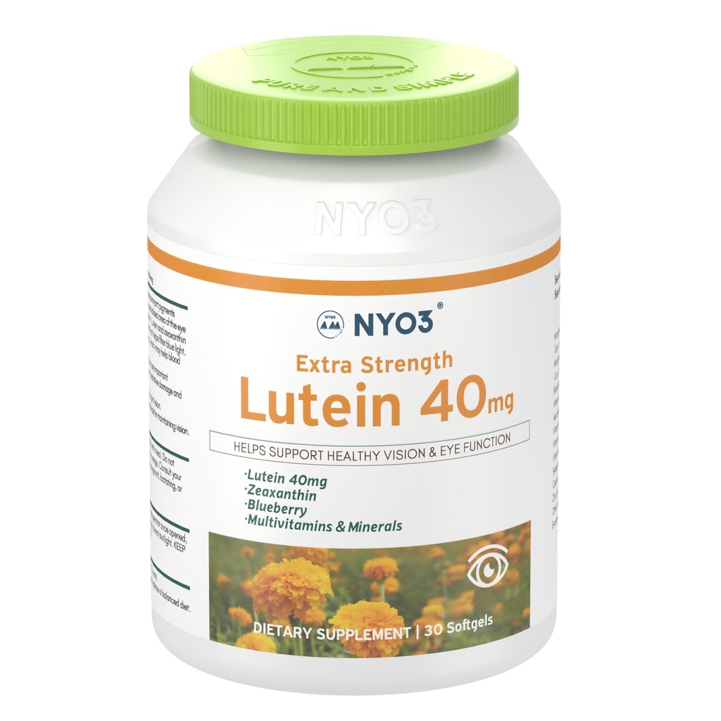 NYO3 Lutein & Zeaxanthin 40 mg with Blueberry, 30 Softgels Eyes Vitaminleri ve Mineral Supplement- Eye $ Vision Health | Antioksitoksitoksitoksit