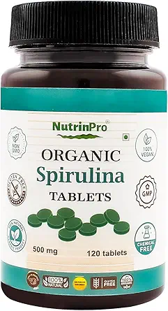 Organik Spirulina Tabletleri - 100% Pure Vegan, Non-GMO, Gluten Free, Chemical Free