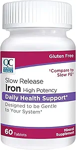 Quality Choice Iron High Potency Slow release Tabletleri, 45 mg, 60 Tabets Her (Pack of 6)