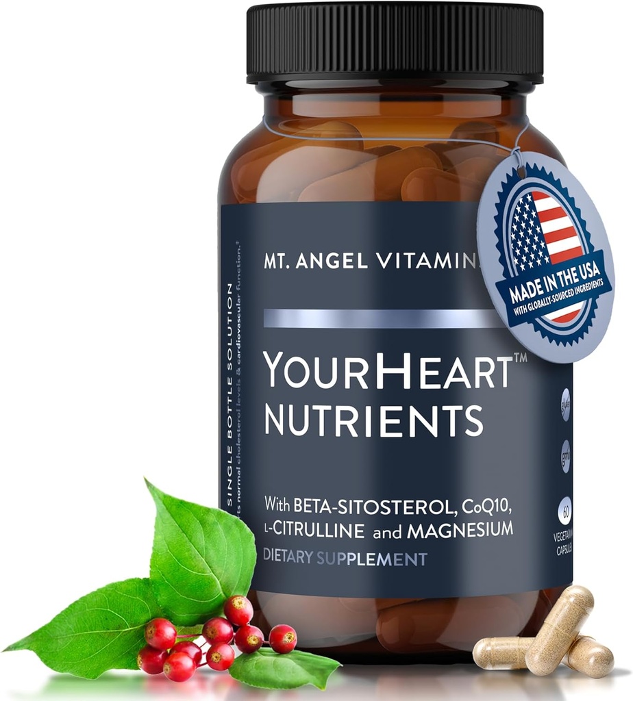 Mt. Angel Vitamins Your Heart Nutrients Capsules - Heart Health & Blood Pressure Support Supplement with CoQ10, Hawthorn, Magnesium, and Arjuna - Cardiovascular Support for Men & Women - 60 Capsules