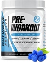 Erkekler ve Kadınlar için Beslenme Preworkout - Nootropic Pre Workout Tina Withouttine, Pre-Workout Toz with Taurine Rhodiola Citrulline Malate Beta Alanine Caffeine (Mavi Raspberry)