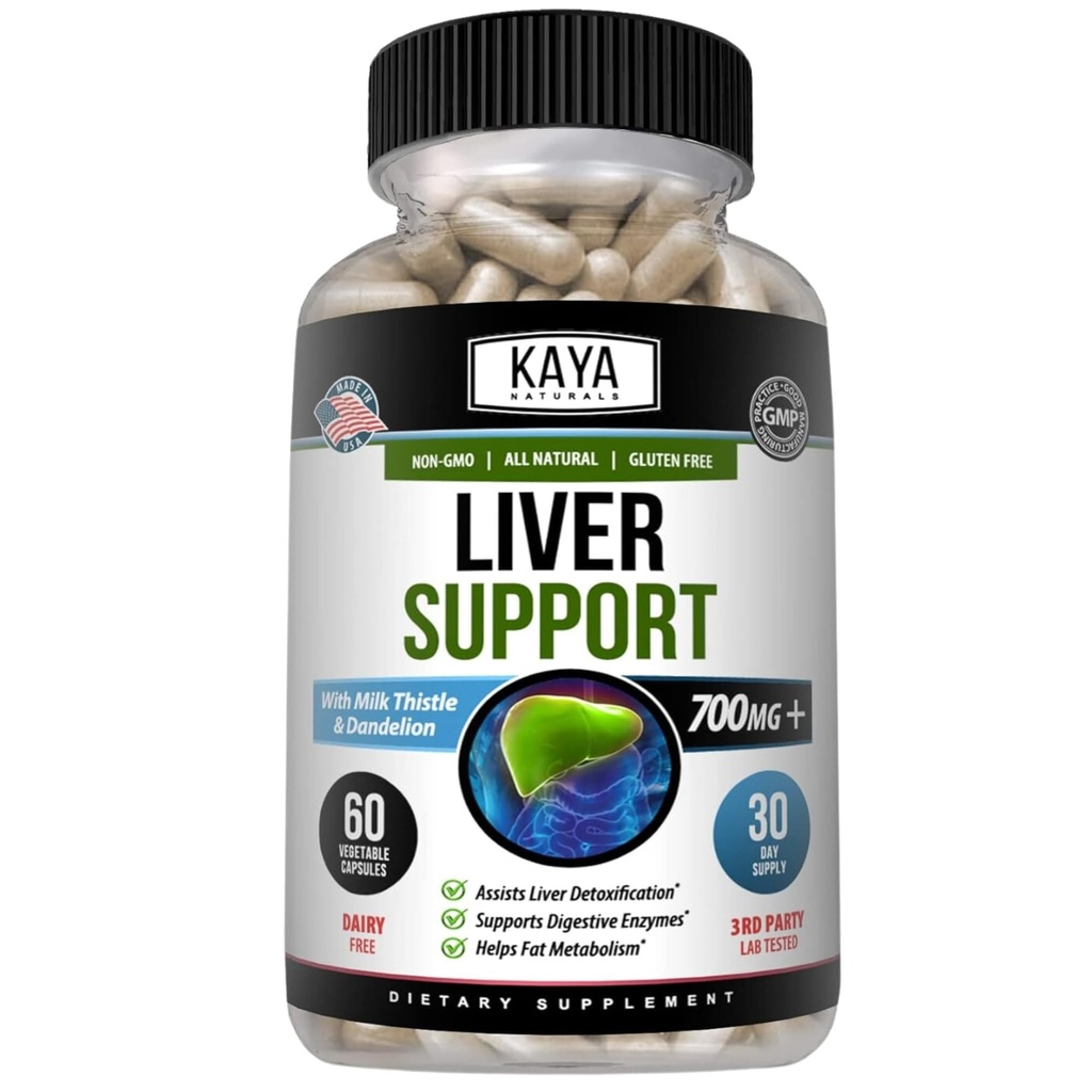 Kaya Naturals Liver Cleanse Detox & Tamir - Süt Butle Supplement - Kadınlar ve Erkekler için Liver Detox - Artichoke Extract and Dandelion Root Capsules - 60 Count