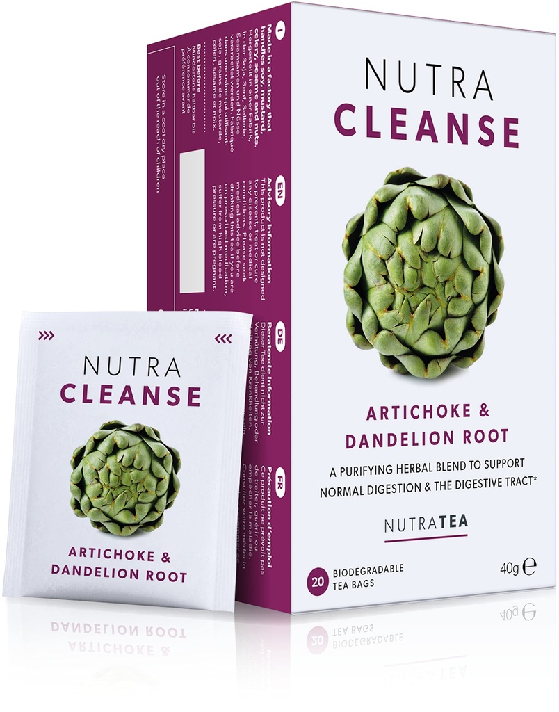Nutra Tea NUTRACLEANSE - Detox Çay | Kolon Cleanse Tea | Constipation Teabags - Full Body Detox Cleanse - Dandelion Root & Burdock Root - 20 Bireysel olarak sardı