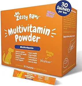 Zesty Paws 10in-1 Dog Multivitamin - Gut, Immune, Joint, Skin & Coat Support ve More - Dog Vitamins and Supplements Toz - Pet Supplements with Omega Fish Oil & VitaFiber - Salmon - 30 Ct