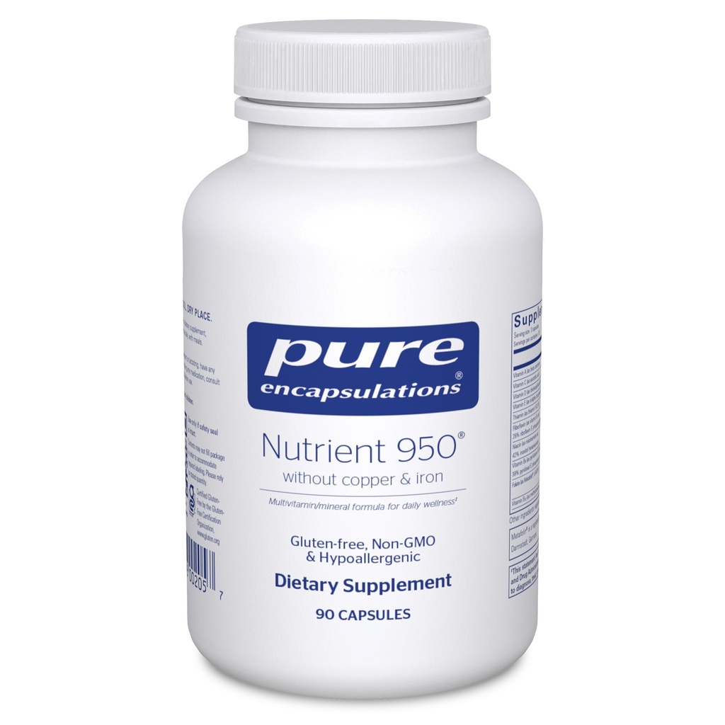 Pure Encapsulations Nutrient 950 Without Copper & Iron | Hipoallergenic Multi-Vitamin/Mineral Formula for Optimal Health | 90 Capsules