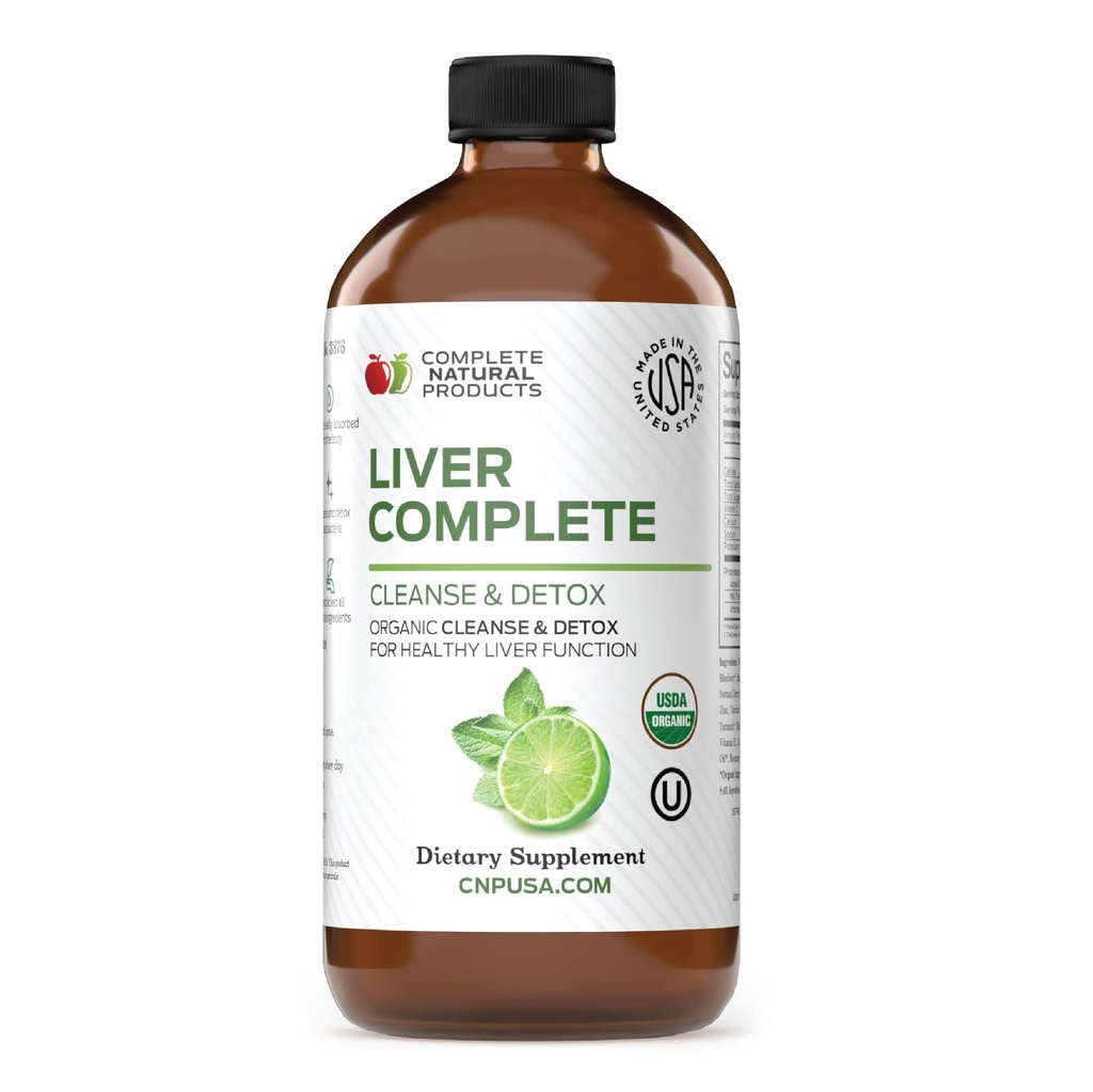 Complete Natural Products Liver Complete 12oz - Organic Liquid Liver Cleanse & Detox Supplement για Υψηλά Ένζυμα, Λιπαρά Ήπαρ, Υποστήριξη ήπατος