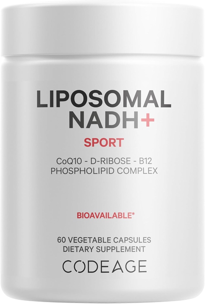 Codeage Liposomal NADH+ Supplement - NADH, Vitamin B12, D-Ribose as Bioenergy Ribose, CoQ10-2-Month Supply - Liposomal Delivery - β-Nicotinamide Adenine Dinucleotide Pills - Non-GMO - 60 Capsules