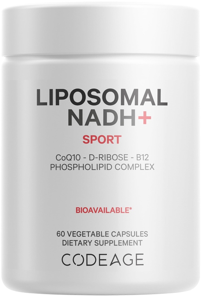 Kodage Liposomal NADH+ Tamam - NADH, B12, D-Ribose, Bioenerji Ribose, CoQ10-2-Month Supply - Liposomal Delivery - -Nicotinamid Adenine Dinüot - 60 Capsules - Non-GMOide - 60 Capsules