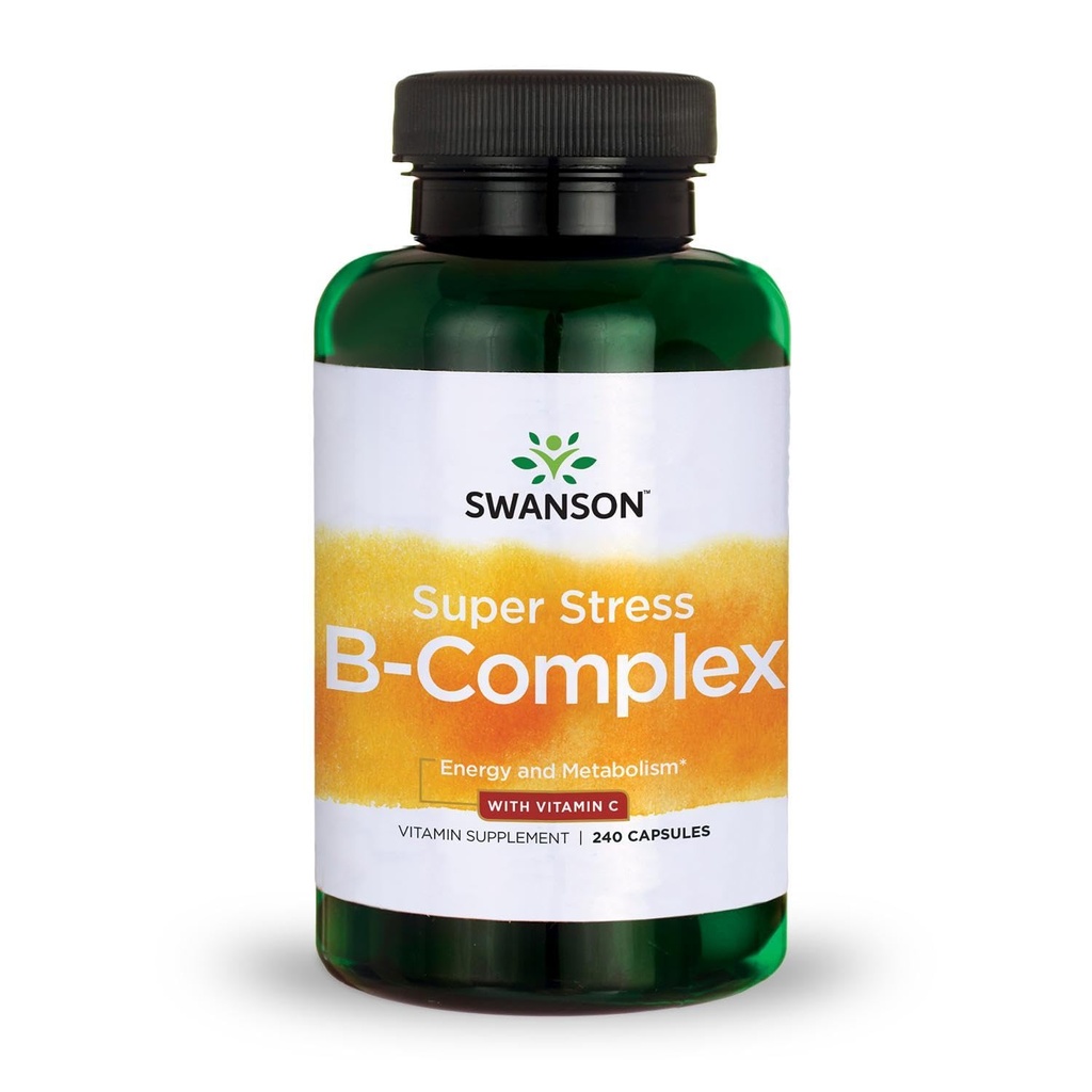 Swanson Super Stress B-Complex - Vitamin Supplement - Sağlıklı Enerji Seviyeleri için Formula - (240 Capsules)