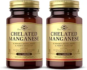 Solgar Chelated Manganese - 100 Tablet, 2 Paket - Bone, Common & Nerve Health - Non-GMO, Vegan, Gluten Free, Dairy Free, Kosher - 200 Toplam Hizmetler