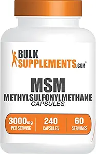 BulkSupplements.com Κάψουλες MSM - Methylsulfonylmethane, MSM 3000mg - Συμπληρώματα κοινής χρήσης, Χωρίς γλουτένη, 4 κάψουλες ανά υπηρεσία, 240 Count (Pack of 1)